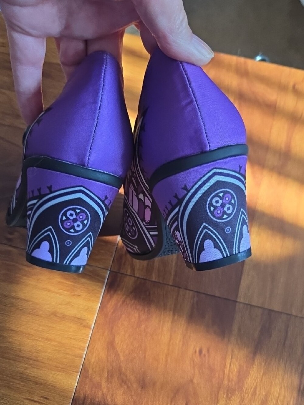 Hot Chocolate Design Gothic Purple Patterned Mary Jane Heels Sz 38/8 - Picture 5 of 6